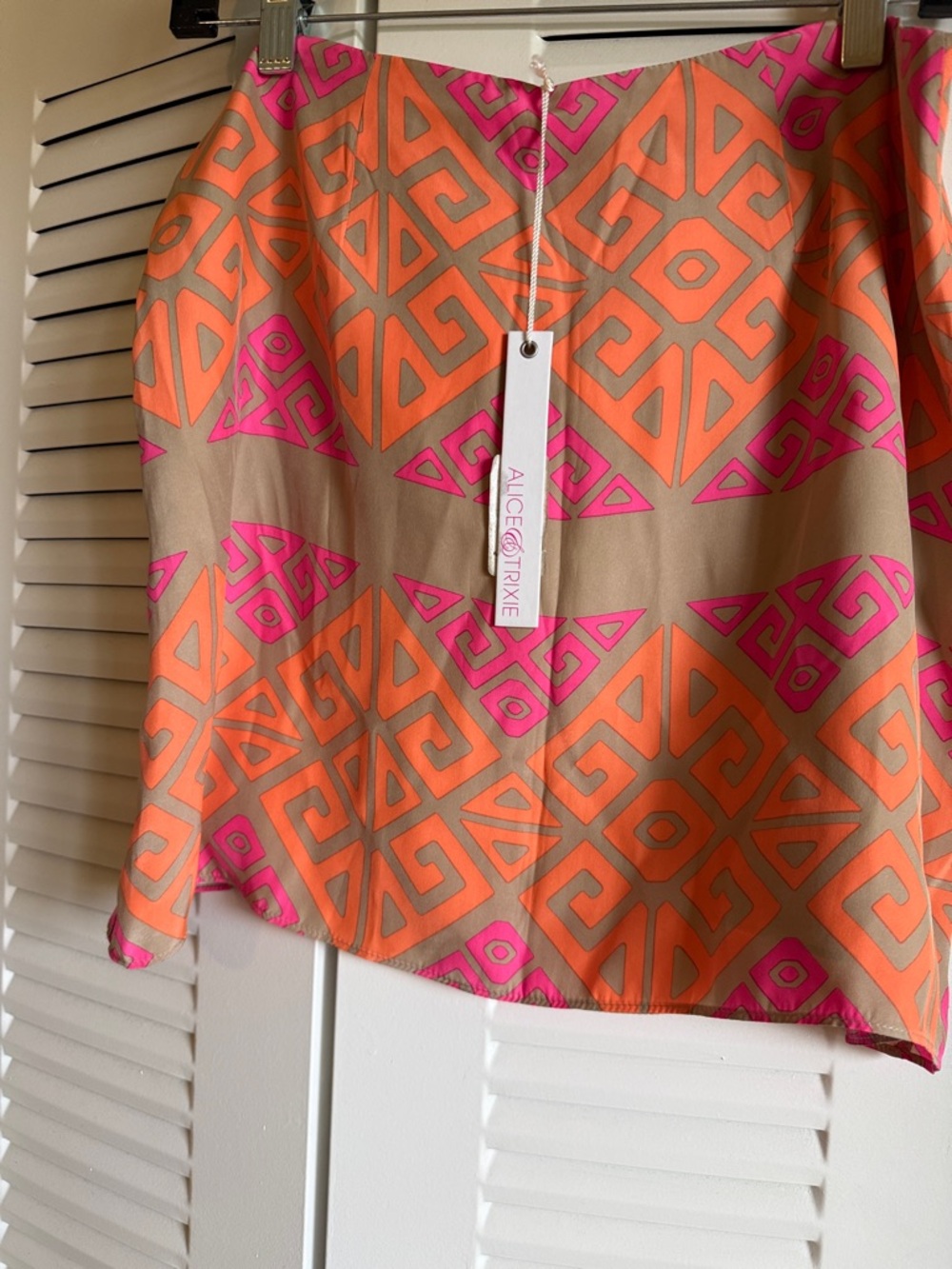 Alice & Trixie Neon Orange and Hot Pink Geometric Skirt - Picture 4 of 5